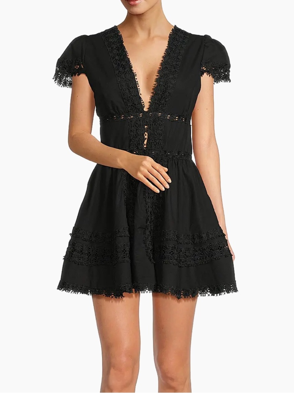Anthropologie Peixoto Piper Lace- Trimmed Mini Dress